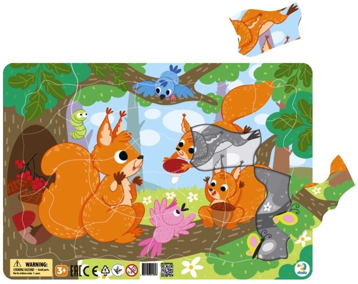 Dodo Toys Puzzel met Houten Frame - 21 Eekhoorns