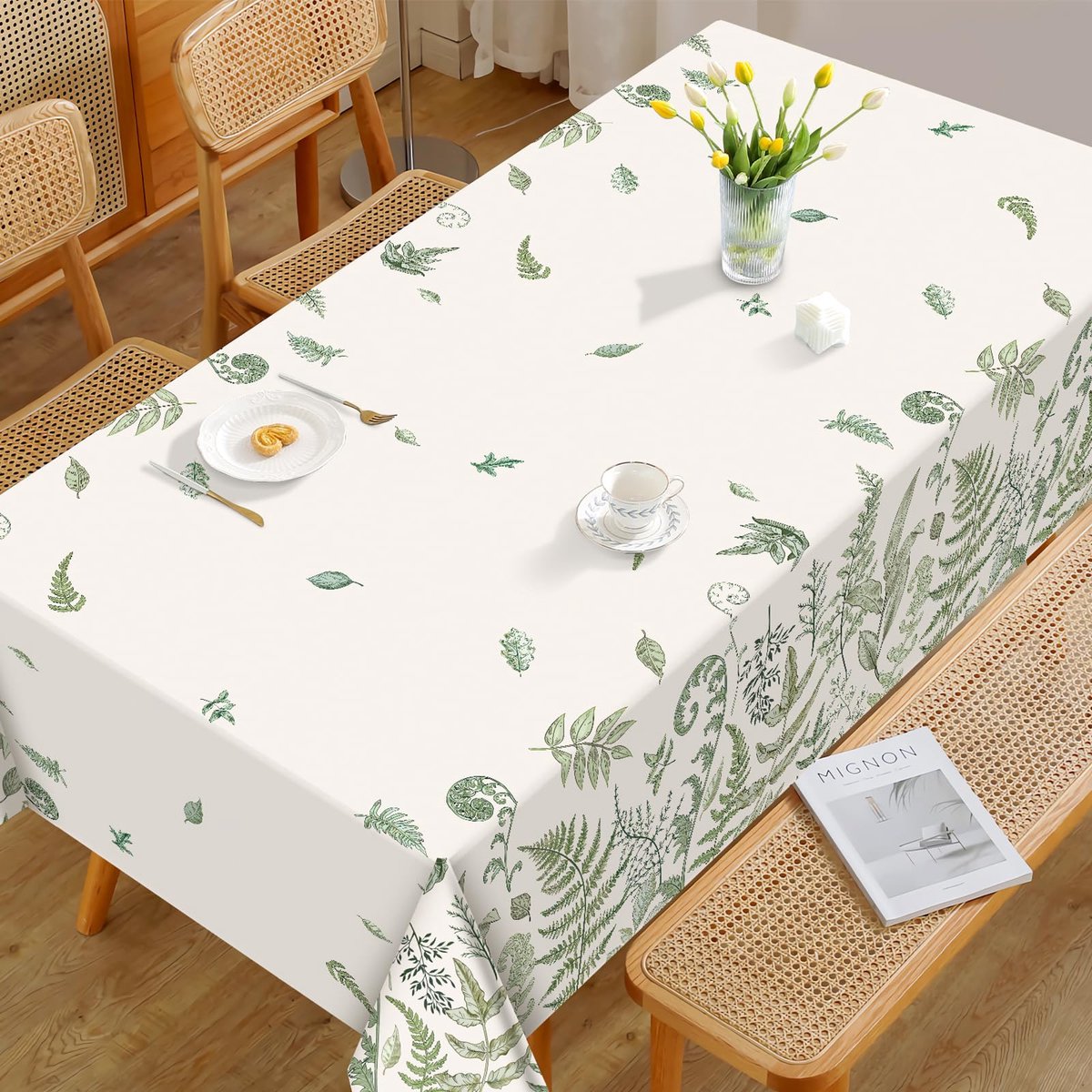 Ibenzoa® Waterafstotend vintage tafelkleed met bladerenpatroon voor binnen en buiten