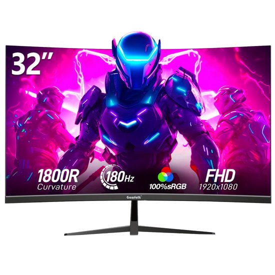 Gaming Monitor – Curved Monitor – PC Monitor – Full HD Monitor – 32 Inch Monitor – 180Hz Verversingssnelheid – 1500R Gebogen Scherm