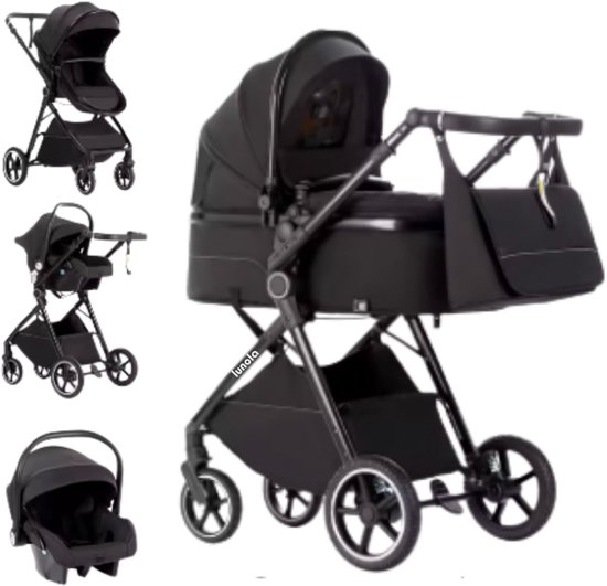 Lunola Oria Kinderwagen 3-in-1 met Autostoel - Full Black - €279,00
