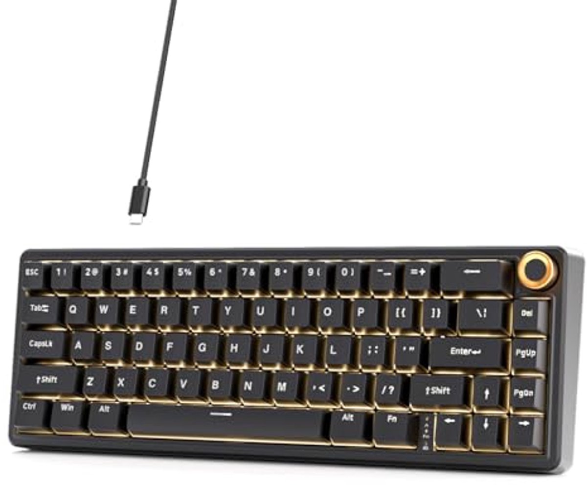 Dierya DK68E Gaming Toetsenbord, 60% Percentage Gasket Mechanisch Toetsenbord met Knop, RGB Hot Swap Lineaire Creamy Switches, Compact 66 Toetsen Anti-Ghosting, US-indeling, Zwart
