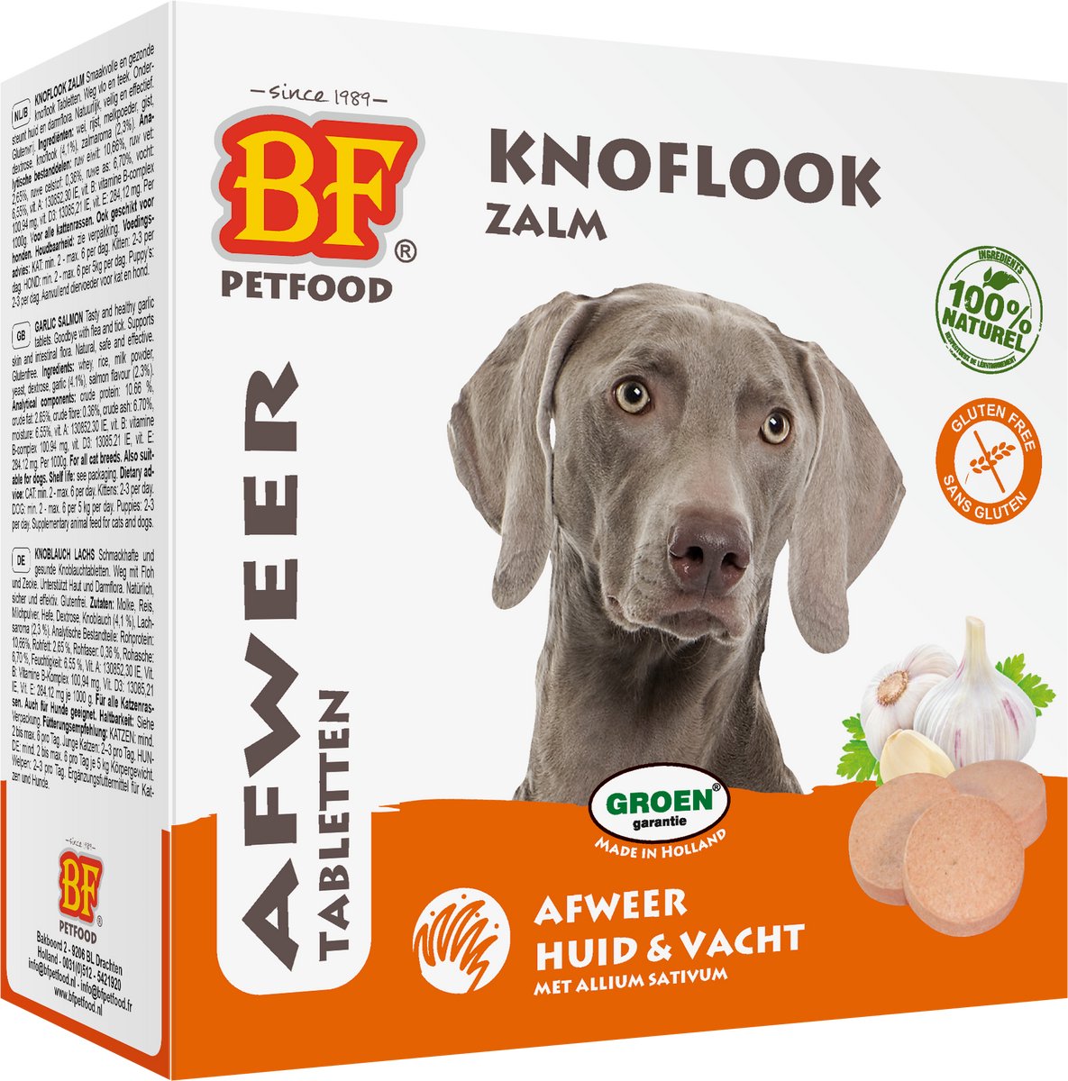 BF Petfood Vlo & Teek tabletten met knoflook en zalmsmaak 3 x 55 stuks