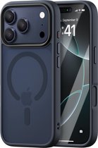 iDenn hoesje voor iPhone 17 Pro Mat Transparant Donker Blauw geschikt voor MagSafe