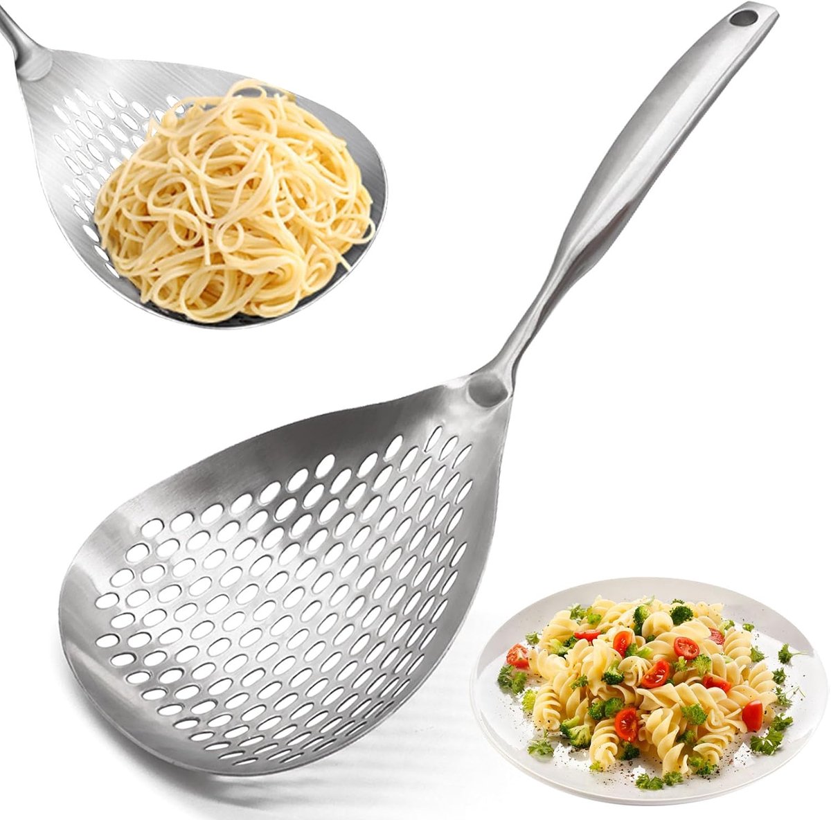 Gesleufde skimmer, 304 roestvrij staal kook- en bakfilter, spaghettifilter