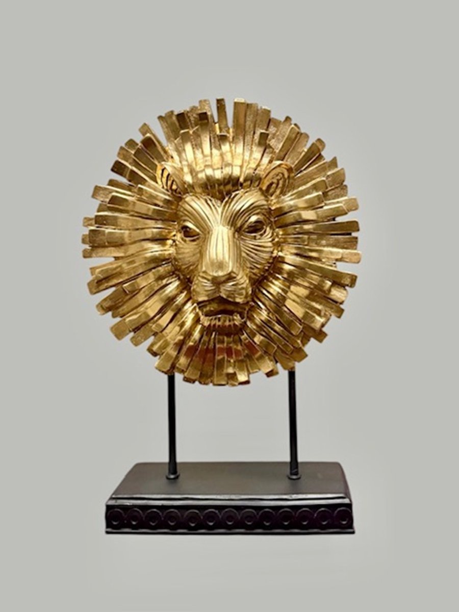 Decoratieve figuren Leeuw Zwart Gouden Polyresin (28 x 38,5 x 11,5 cm)