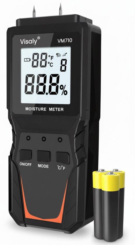 Visaly Vochtmeter VM710 - Vochtmeter Muren & Hout - Incl. Opbergcase en Batterij