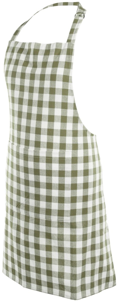 Tiseco Gingham Schort - 80 x 74cm - Olijfgroen