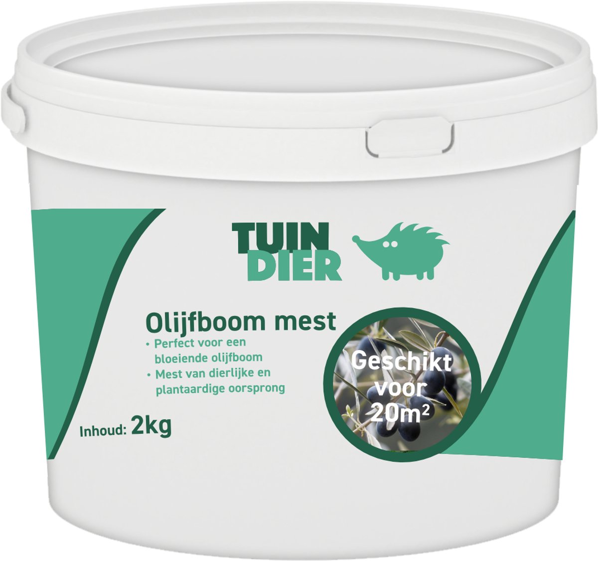 Olijfboom mest | TUIN-DIER® | Olijfboom voeding | Olijfboom meststof | 100% natuurlijk | In handige bewaaremmer | 2.000 gram | 2 kilogram