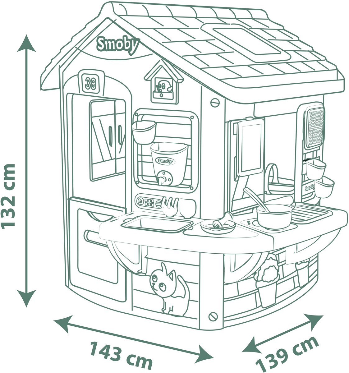 Smoby - Speelhuis met modderkeuken - 16 accessoires inbegrepen - creatief rollenspel — afbeelding 2