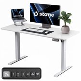 Stane Zit Sta Bureau Elektrisch Verstelbaar - 4 Geheugen Standen - Incl. Kabelgoot - 140 x 80 cm - Wit