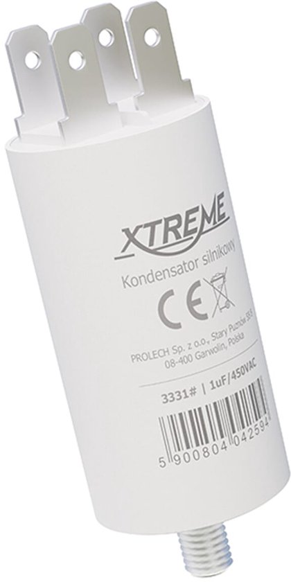 Condensateur moteur XTREME 1 µF 450 V CA - Avec connexions Faston - Démarrage/Fonctionnement