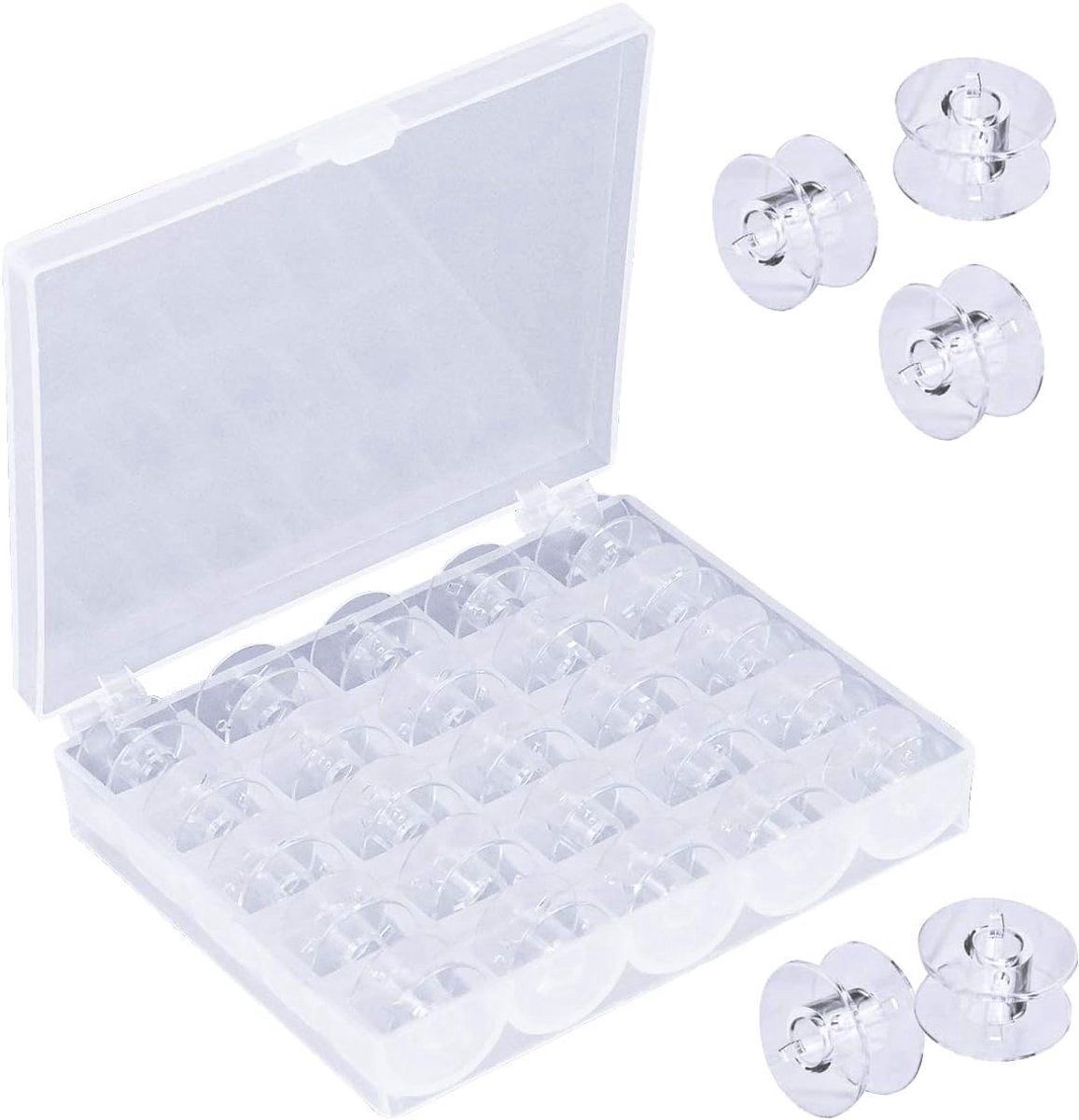 Mmgoqqt 25 Stuks - Spoeldoos - Naaimachine Spoolen - Transparante Plastic Naaimachine Spoolen In Doos Voor Singer, Brother, Janome - Duurzaam En Gemakkelijk Te Opslaan