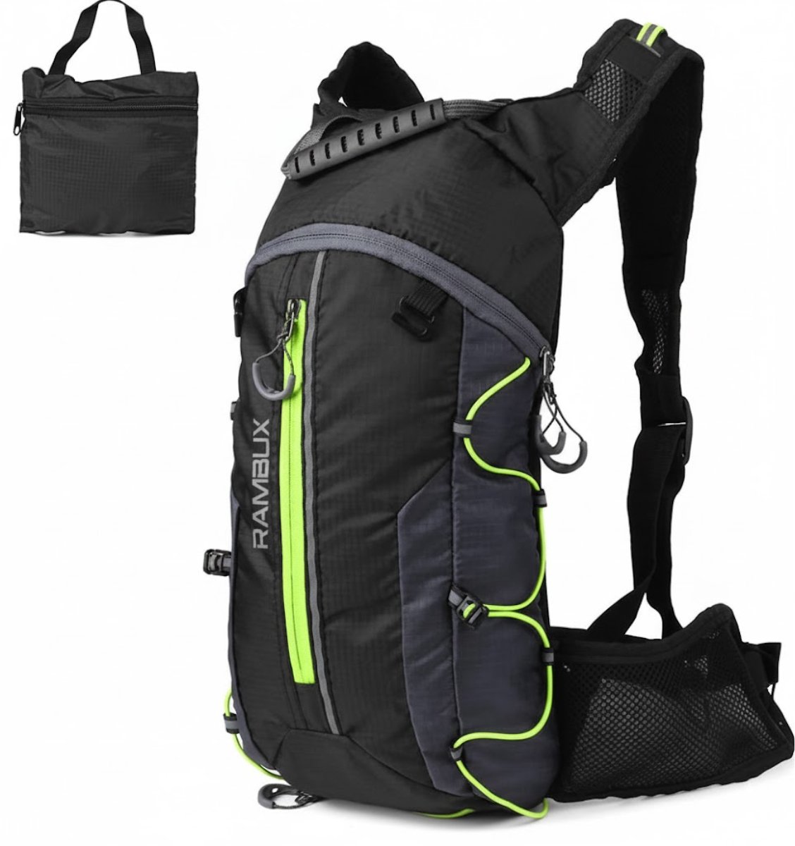 RAMBUX® - Rugzak met waterzak – 2L - Fluor - Drinktas voor Fietsen & Wandelen