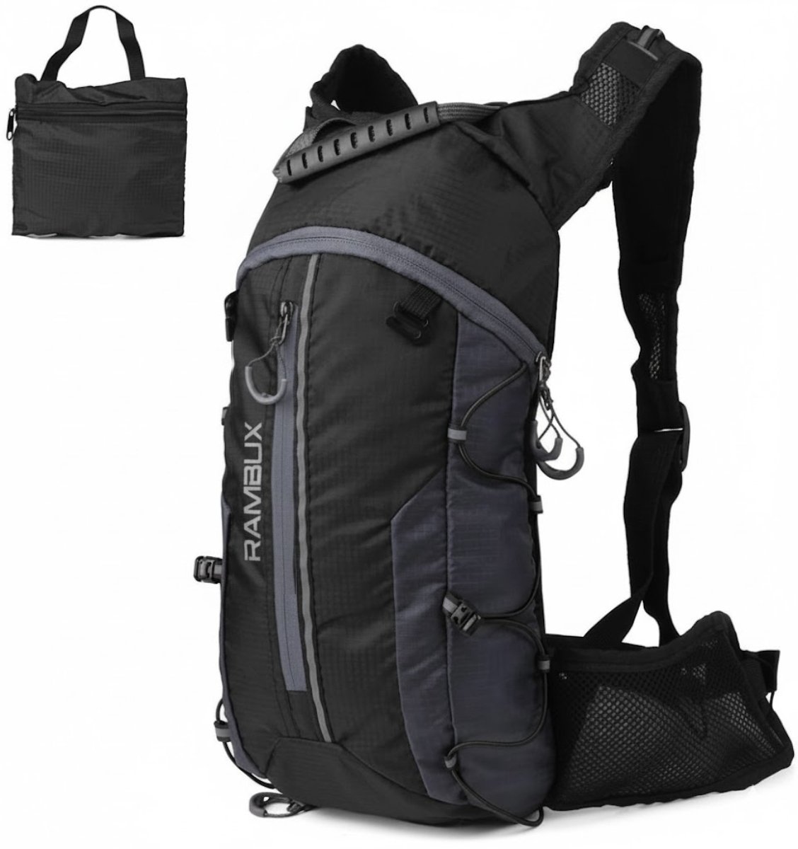 RAMBUX® - Rugzak met waterzak – 2L - Zwart - Drinktas voor Fietsen & Wandelen