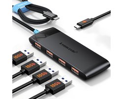 Lemorele™ TC108 – 4-in-1 USB-C Hub – 10Gbps High-Speed – USB 3.2 Gen 2 – Type-C naar 4× USB-A Adapter – 60cm Kabel – Thunderbolt 3/4 Compatibel