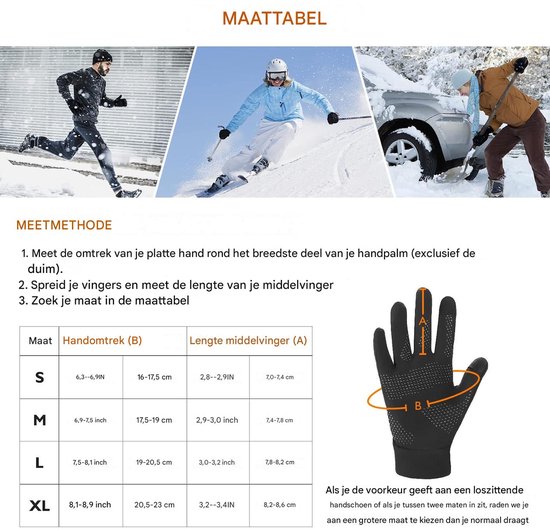 TRENDOUX Zachte en warme thermische handschoenen voor de winter, touchscreen, voor dames en heren, antislip handgreep, elastische manchetten, rekbaar gebreid materiaal