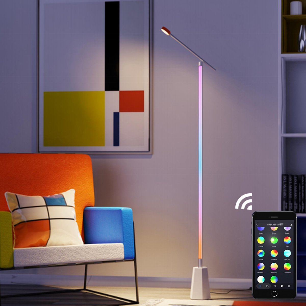 Moderne dimbare vloerlamp – sfeerverlichting voor woonkamer met afstands