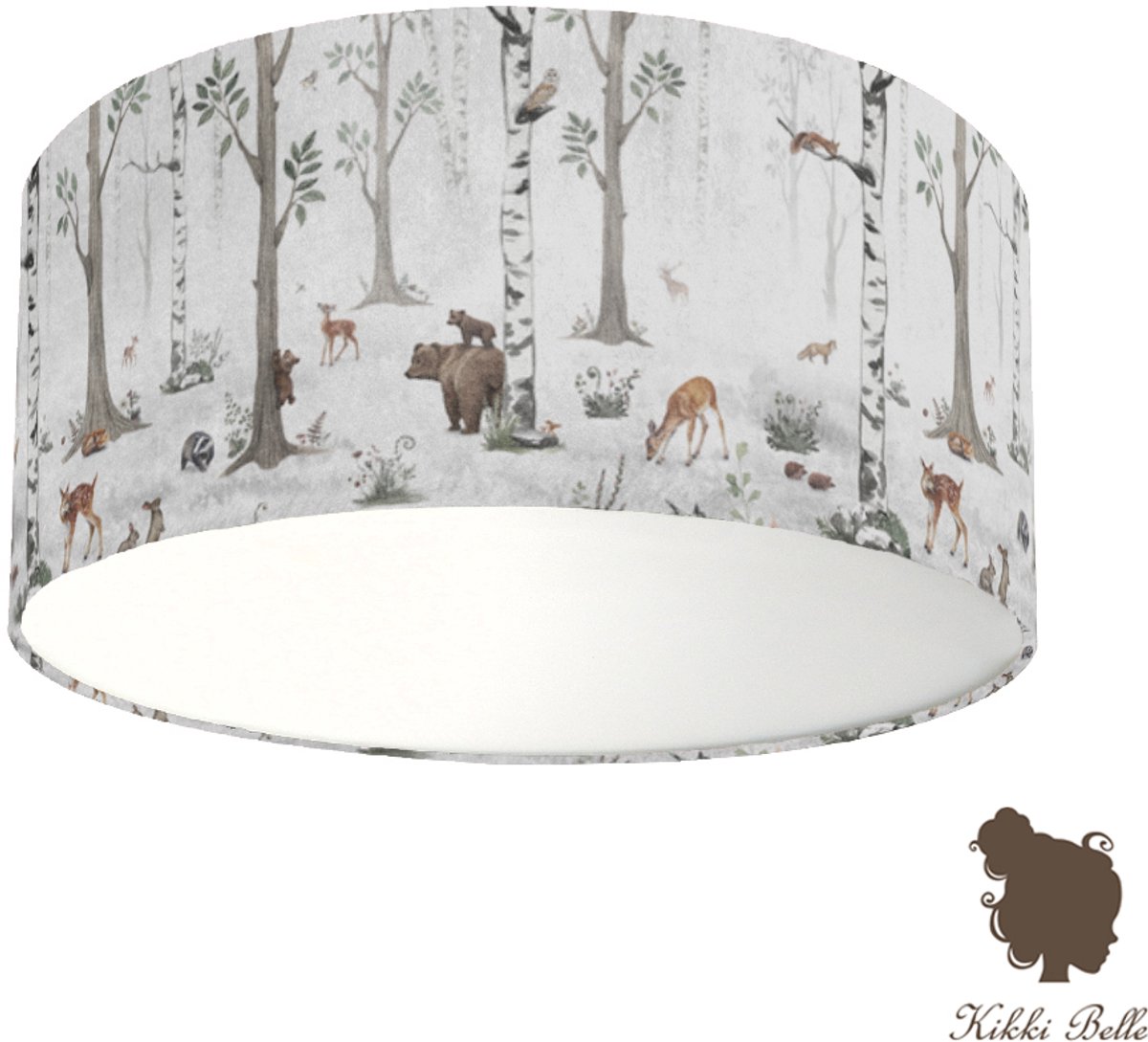 Plafondlamp White Forest Kikki Belle-sfeerverlichting-kinderkamer-bosdieren-bos-incl diffuser-incl plafondfitting
