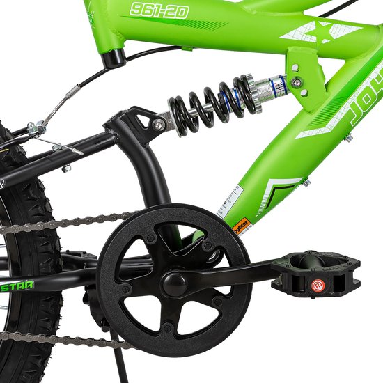 Joystar Contender Full Suspension Kinder Mountainbike - 20" - Handrem - Rem - Bel - Spatborden - Groen - Geschikt voor buitenactiviteiten in de lente van JOYSTAR — afbeelding 4