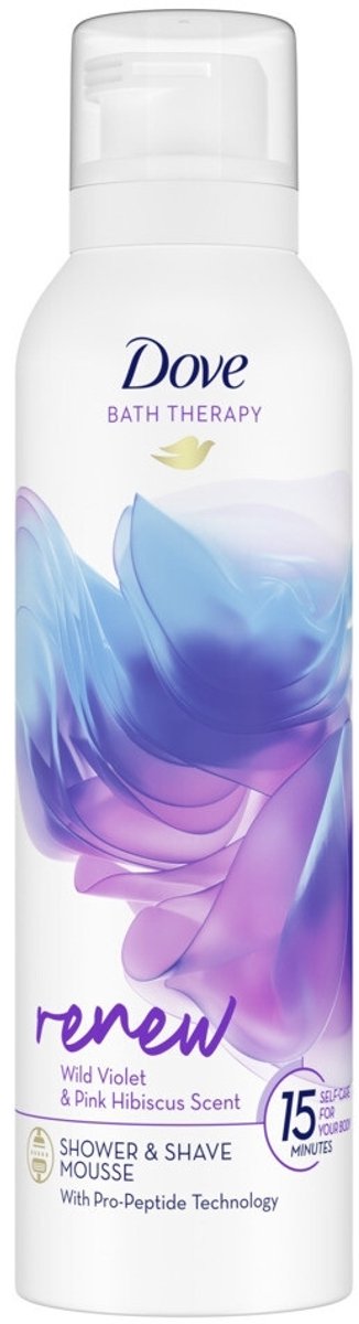 1 x Dove Douche- & Scheerschuim - Bath Therapy - Renew - Violet & Hibiscus - 200 ml - Douche En Scheerschuim - Huidverzorging - Huidversterking - Pro-peptide - Huidvernieuwende Schuim
