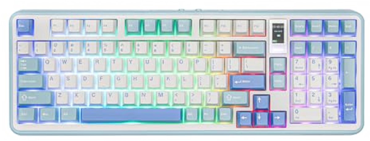 Draadloos Gaming Toetsenbord met 1.06 Inch Scherm en Hot Swappable Mechanische Toetsen