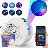 Beauve sterrenhemel sterren projector lamp met speaker voor kinderen & volwassenen - Nachtlampje - Music & film - White noise - Wit