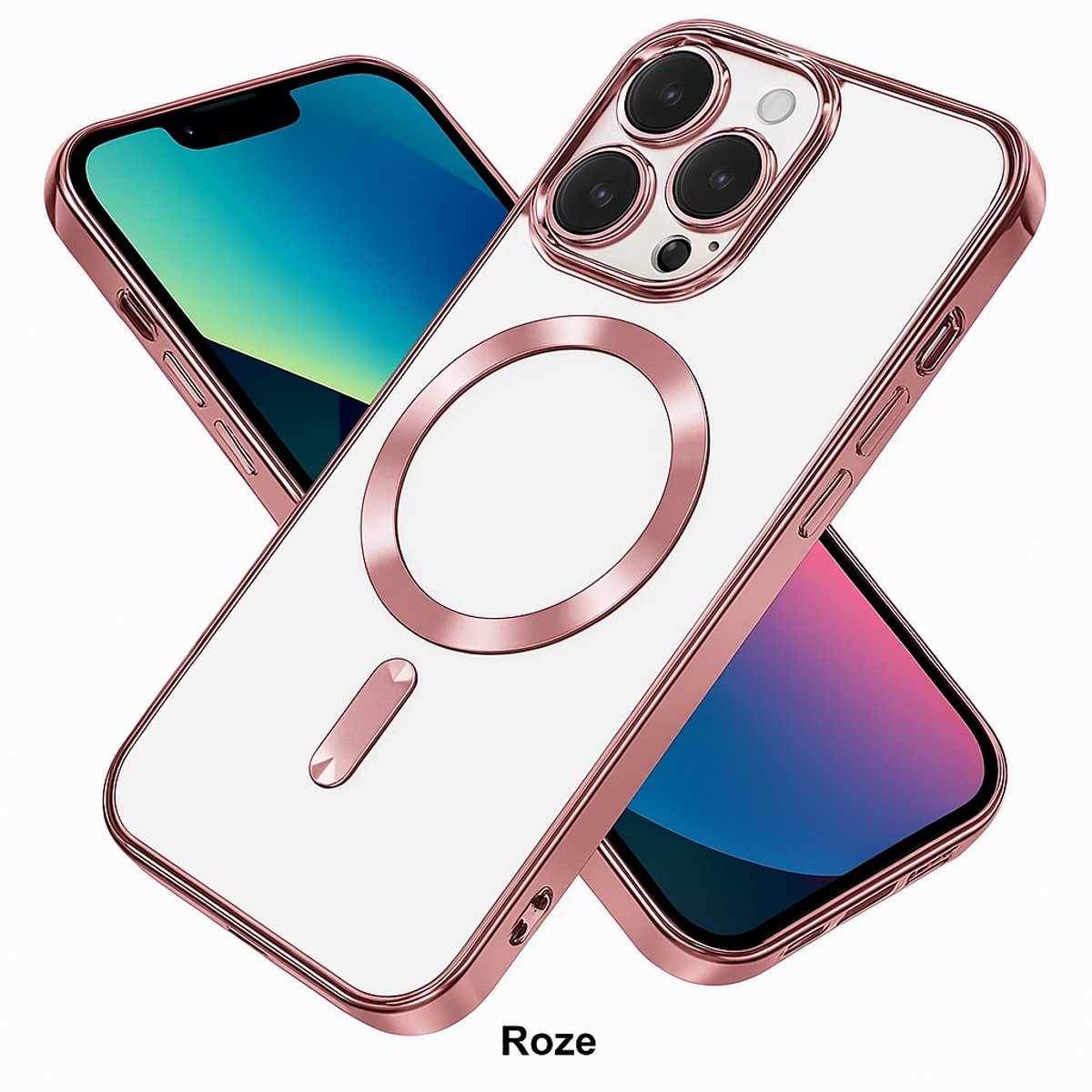 Luxe MagSafe Transparant Telefoonhoesje – iPhone 16 Pro Max Roze