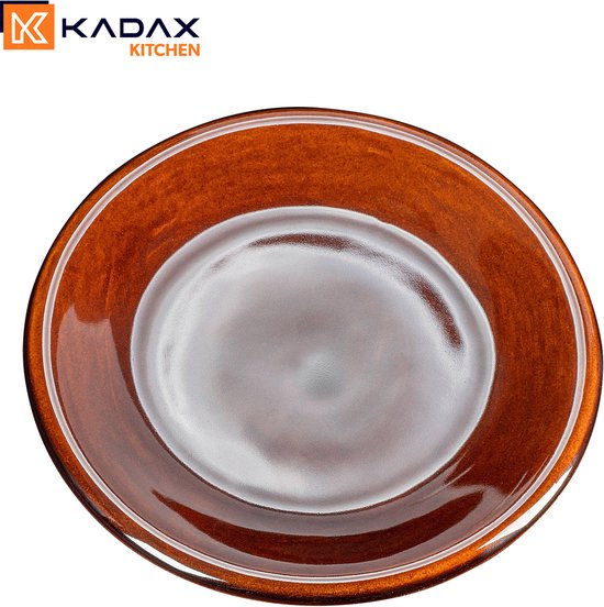 KADAX Eetborden, borden van klei met keramische laag, vaatwasmachinebestendige platte eetborden, serveerborden voor ontbijt, cake, desserts (klein, 4 stuks