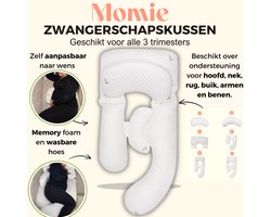 Momie™ Zwangerschapskussen Beige Bubble 5 Kussens - Memory foam Katoen - 180*80 - Zijslaapkussen voor zwangerschapsfase 1 tot 3 - voedingskussen voor na de zwangerschap en voor babyvoeding - Lichaamskussen - Wasbare afneembare hoes