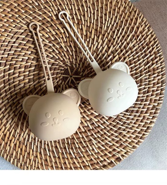 2 Stuks - Siliconen Speenhouder Groot - Poezen - Beige en Bruin - Groter Formaat 9,4 x 7,7 cm - Geschikt voor meerdere speentjes en speenkoorden van Kidamento — afbeelding 3