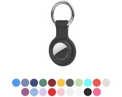 JUALL Sleutelhanger Geschikt voor Apple AirTag (2) - Beschermende Siliconen Houder & Hoesje - Zwart
