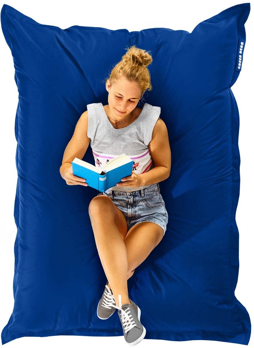 Green Bean® Zitzak "Square" XXL 140x180cm met 380 liter EPS-korrels - Grote zitzak voor kinderen en volwassenen - Blauw
