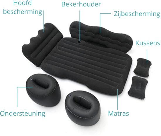 Valora Luchtbed Auto - Opblaasbaar Matras Auto - Auto Matras - 1 Persoon - Zwart van Valora — afbeelding 3