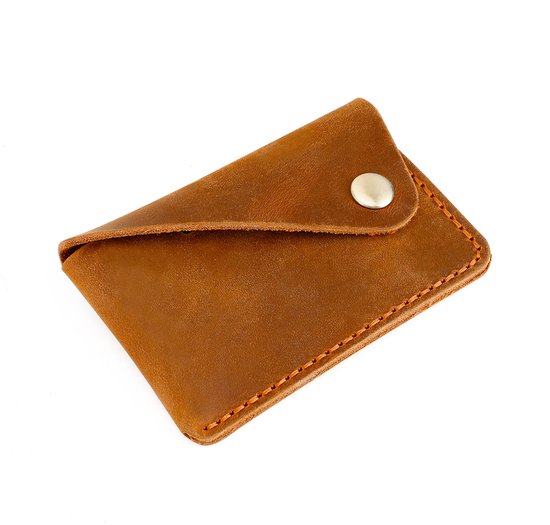 Porte-cartes de visite à rabat, cuir de vachette, porte-cartes de crédit vintage, étui mince pour cartes de crédit, portefeuille plat, sac, affaires, naam, porte-cartes, portefeuille pour femmes et hommes, marron,