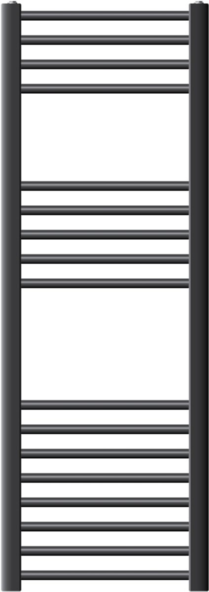 Elektrische badkamerradiator met verwarmingselement 1200W 400x1200 mm antraciet gebogen met zijaansluiting & thermostaat Digitaal display LuxeBath