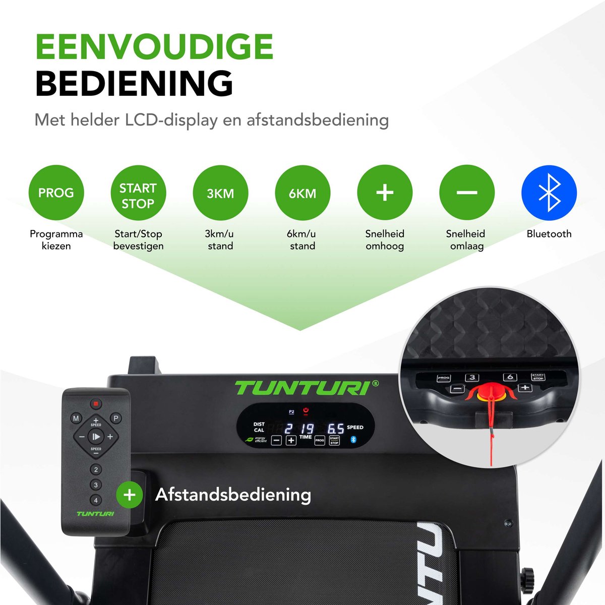 Afbeelding 3 van Tunturi Cardio Fit T10 Loopband - Wandelband inklapbaar - Ultra platte walking pad met bluetooth - Hardloopband met 7 trainingsprogramma's - 1.0 to 12 km/u - EU veiligheid gecertificeerd