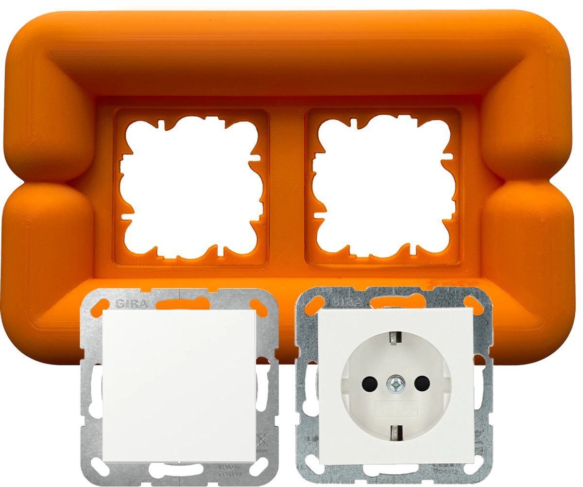 Felt- Stopcontact - Minneola Orange - Big Buoy (double) - 1 stopcontact & 1 lichtschakelaar - Plug frame