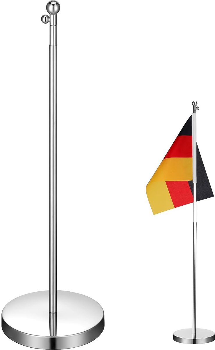 Bureauvlaggenhouder - stevige vlaggenstandaard - 1 stuk - roestvrij staal