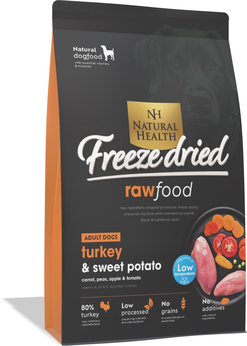 Natural Health hondenvoer Grainfree Freeze Dried Turkey 400 gram - Hond