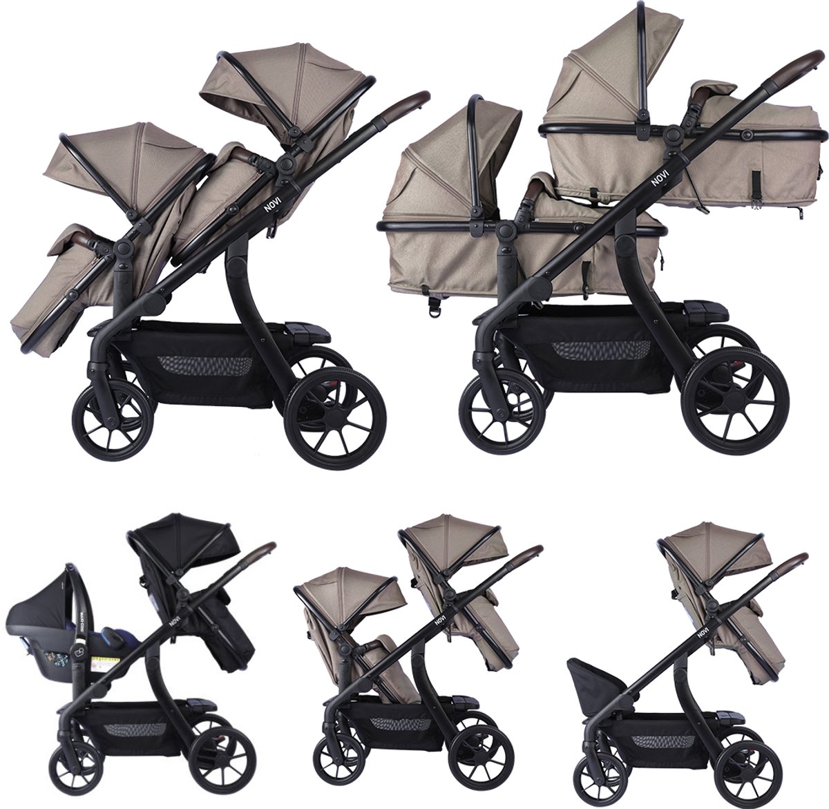 Novi Pacific Duo Premium Kinderwagen Hazel voor 2 Kinderen - Novi - €499,99