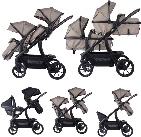 Novi Pacific Duo Premium Kinderwagen Hazel voor 2 Kinderen - Novi - €599,99