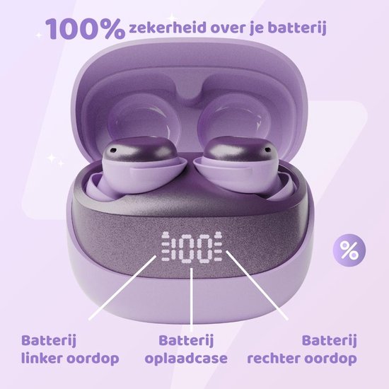 Écouteurs sans fil pocobob® Z - Purple Amatista - Écouteurs Bluetooth - ultra petits - écouteurs intra-auriculaires - avec microphone - aussi pour dormir - avec application pour iOS et Android