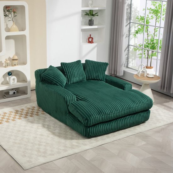 Moderne Cord Slapbank Cloud Couch met 3 zachte kussens, comfortabele eenzits vloersofa voor woonkamer appartement kantoor (Smaragdgroen)