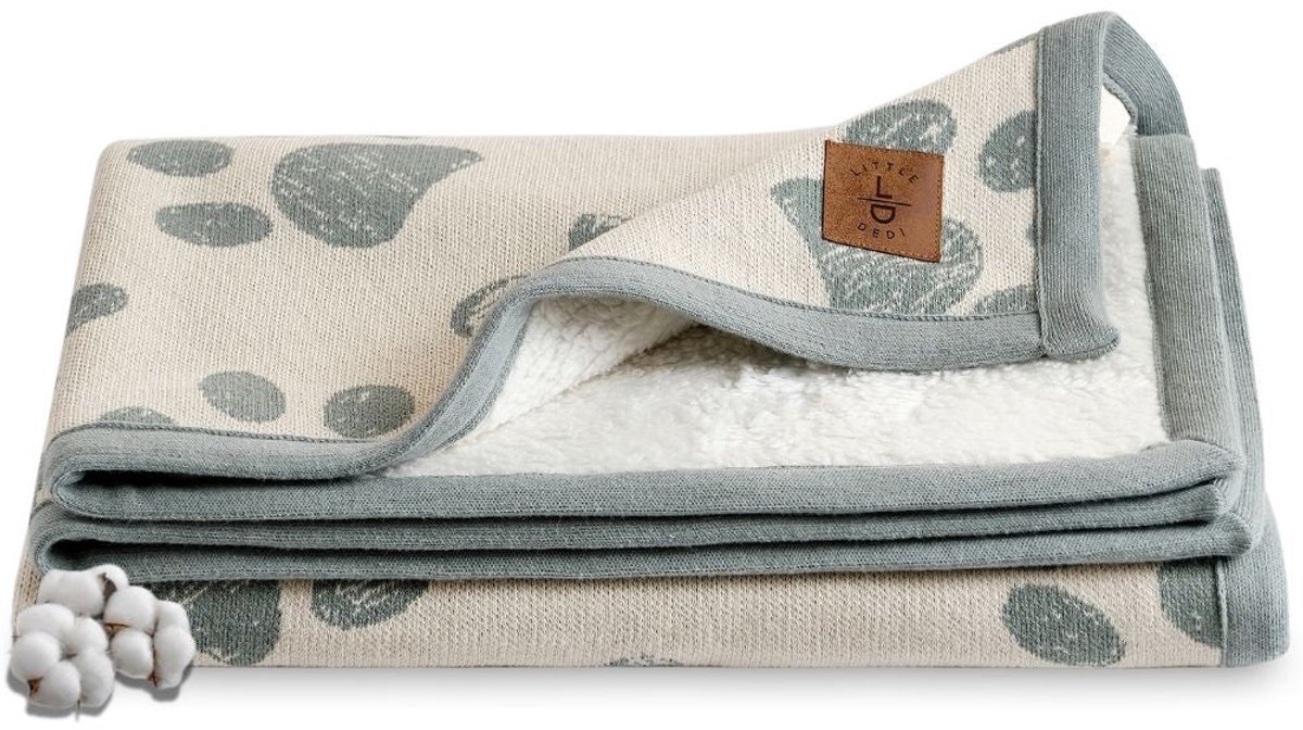 Trimita Organic Paw Gebreide Babydeken – Groen – 75x95 cm – 100% Katoen