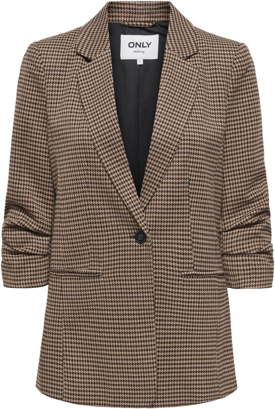 Only Blazer Onllettie Life 3/4 Check Blazer Tlr 15353566 Decadent Chocolate/nomad & Toasted Coconu Dames Maat - W34