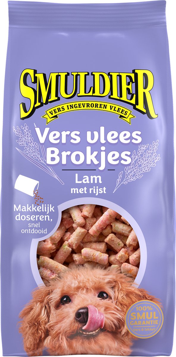 Smuldier Vers vlees Brokjes Lam met Rijst | 24 st. | compleet | diepvries hondenvoer | vers vlees