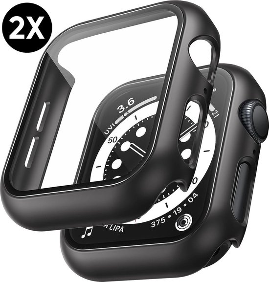 Hoesje voor Apple Watch S10 en S11 - 46 mm Screenprotector - 2 Stuks - Full Cover Hard Case - Zwart
