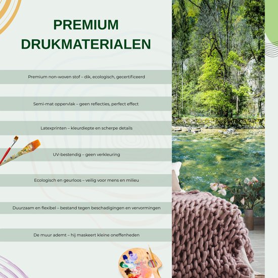 Aperçu des matériaux d'impression premium : intissé, surface semi-mate, impression latex, résistant aux UV, écologique et durable.