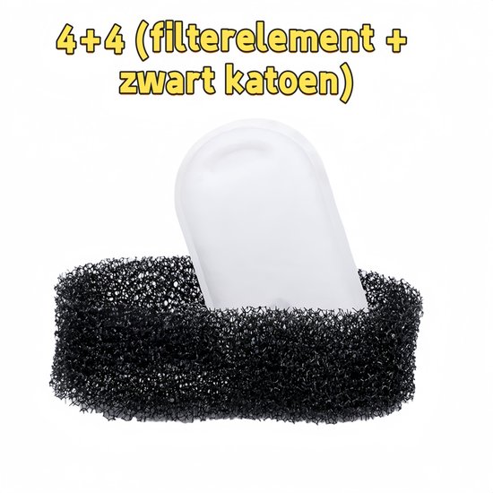 1 stuk - Filter voor waterdispenser voor huisdieren - Geschikt voor waterdispensers voor katten en honden - 4+4 (filterelement + zwart katoen)