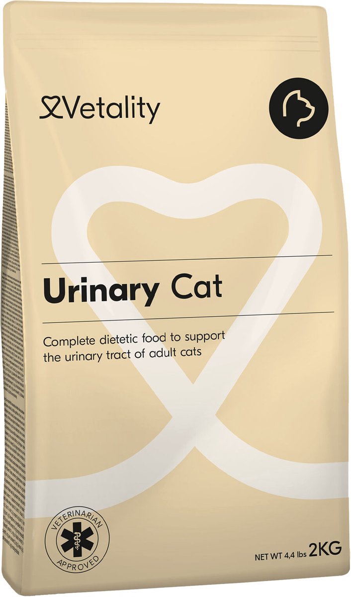 Vetality Kattenvoer Urinary - 2 kg - Kattenvoer Droogvoer - Dieetvoeding Kat - Helpt Blaasgruis Voorkomen en Lost Op - Voor Volwassen Katten